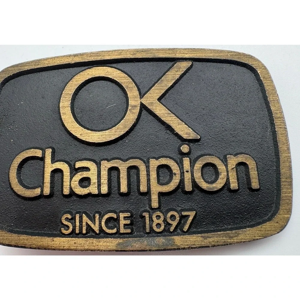 OK Champion Since 1897 Belt‎ Buckle Solid Brass DynaBuckle Utah USA Vintage